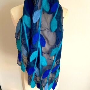 Silk chiffon with wool felt vine pattern